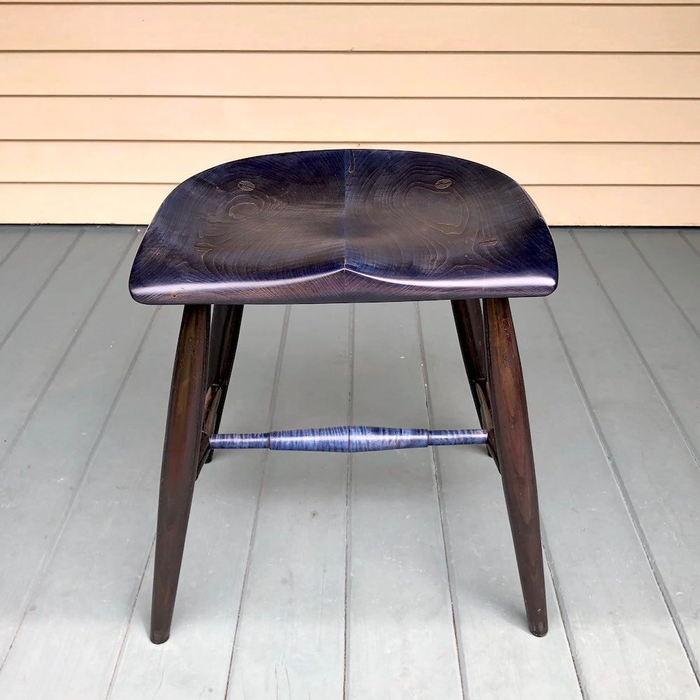 18" Tiger Maple Guitar Stool with Horseshoe seat - Blue and Black.