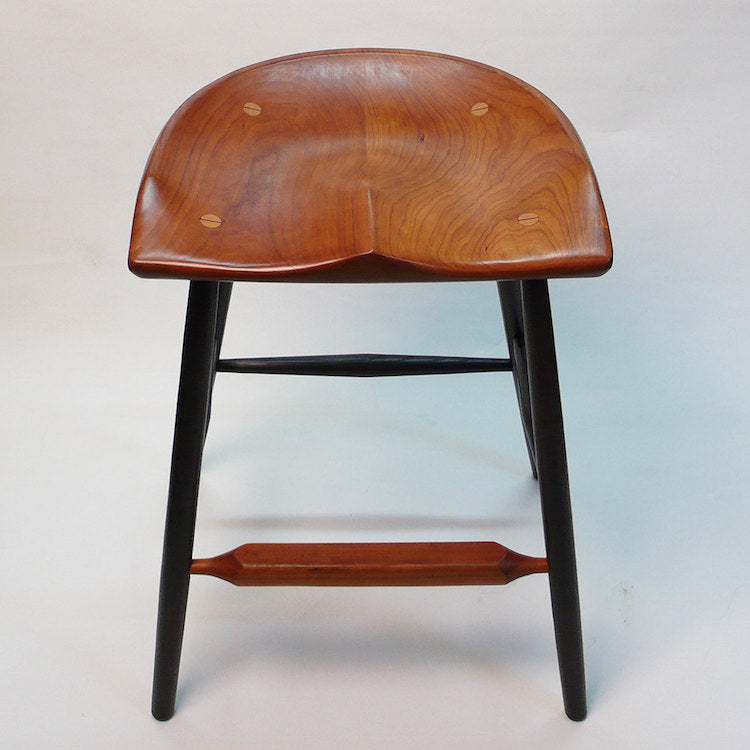 Kitchen Counter, Kitchen Island Stool, Cherry with Black Legs - Height 25" - Horseshoe shape seat.