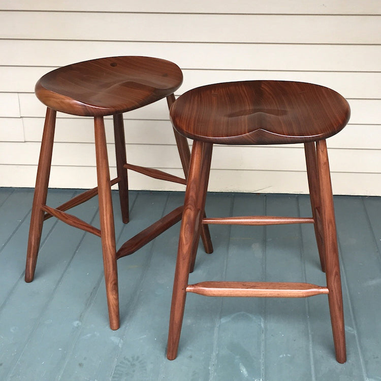 Counter Stool, Black Walnut Stool - 25" - Oval Seat