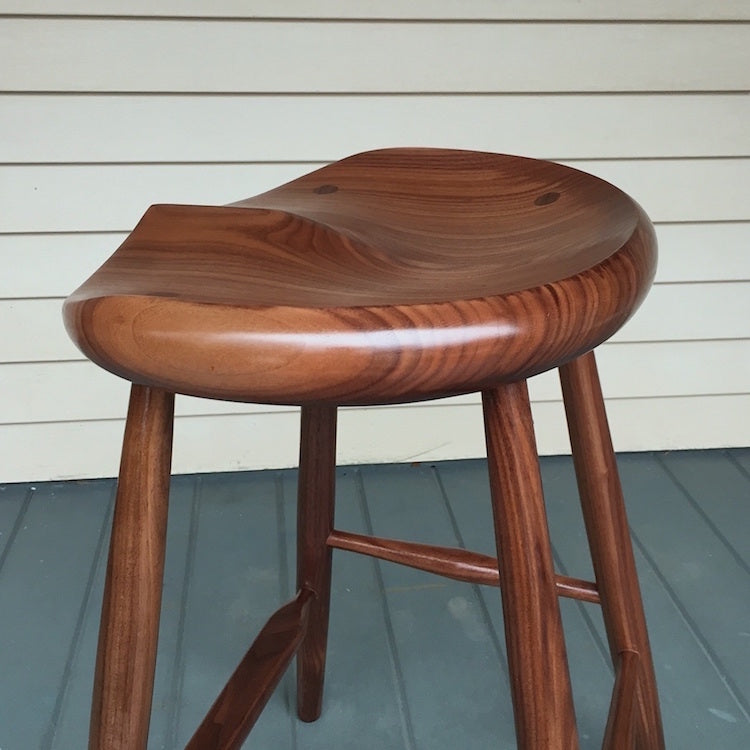 Counter Stool, Black Walnut Stool - 25" - Oval Seat