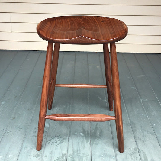 All Black Walnut Kitchen Counter, Kitchen Island Stool, 25" -oval seat.