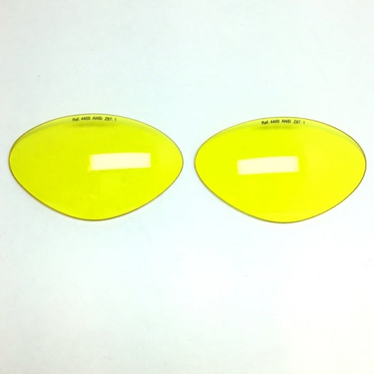 Lenses: Polycarbonate safety lenses, ANSI Z87.1 marked on clear, yellow, iridium lenses.