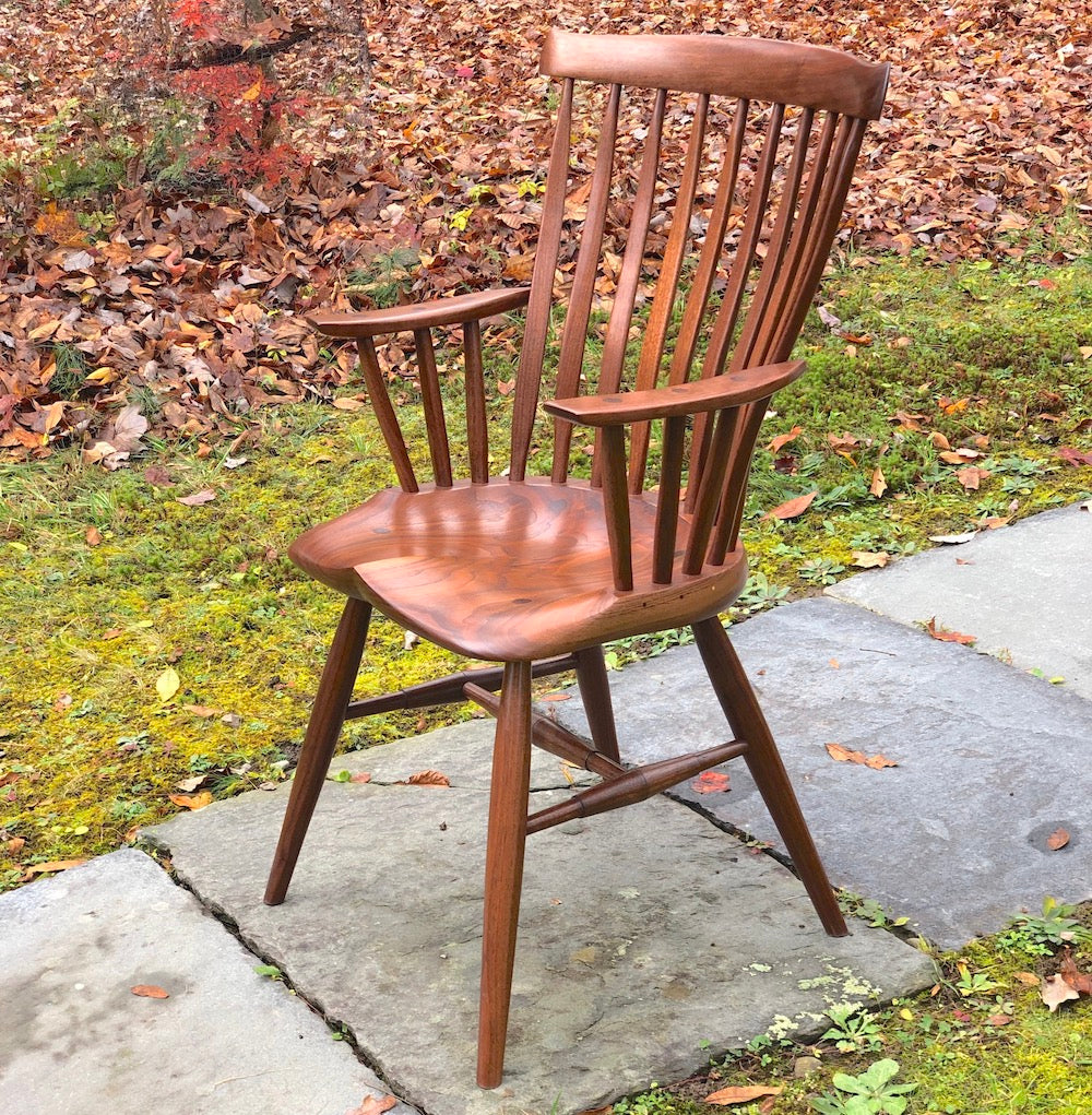 Black walnut armchair for kitchen and dining room. Windsor Chair.