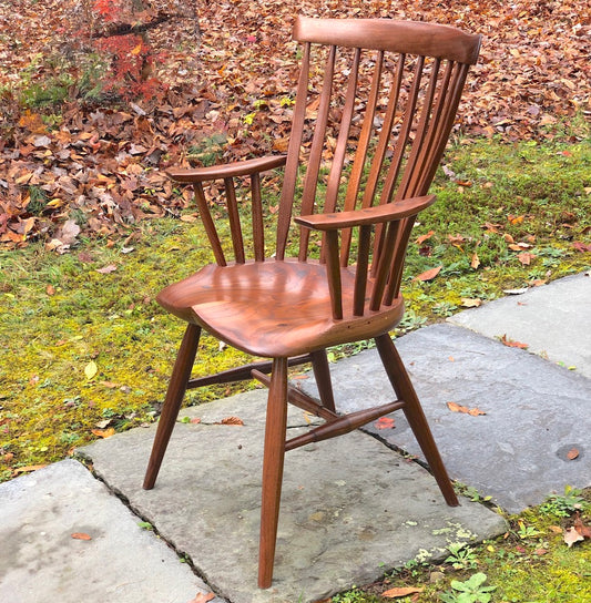 Black walnut armchair for kitchen and dining room. Windsor Chair.
