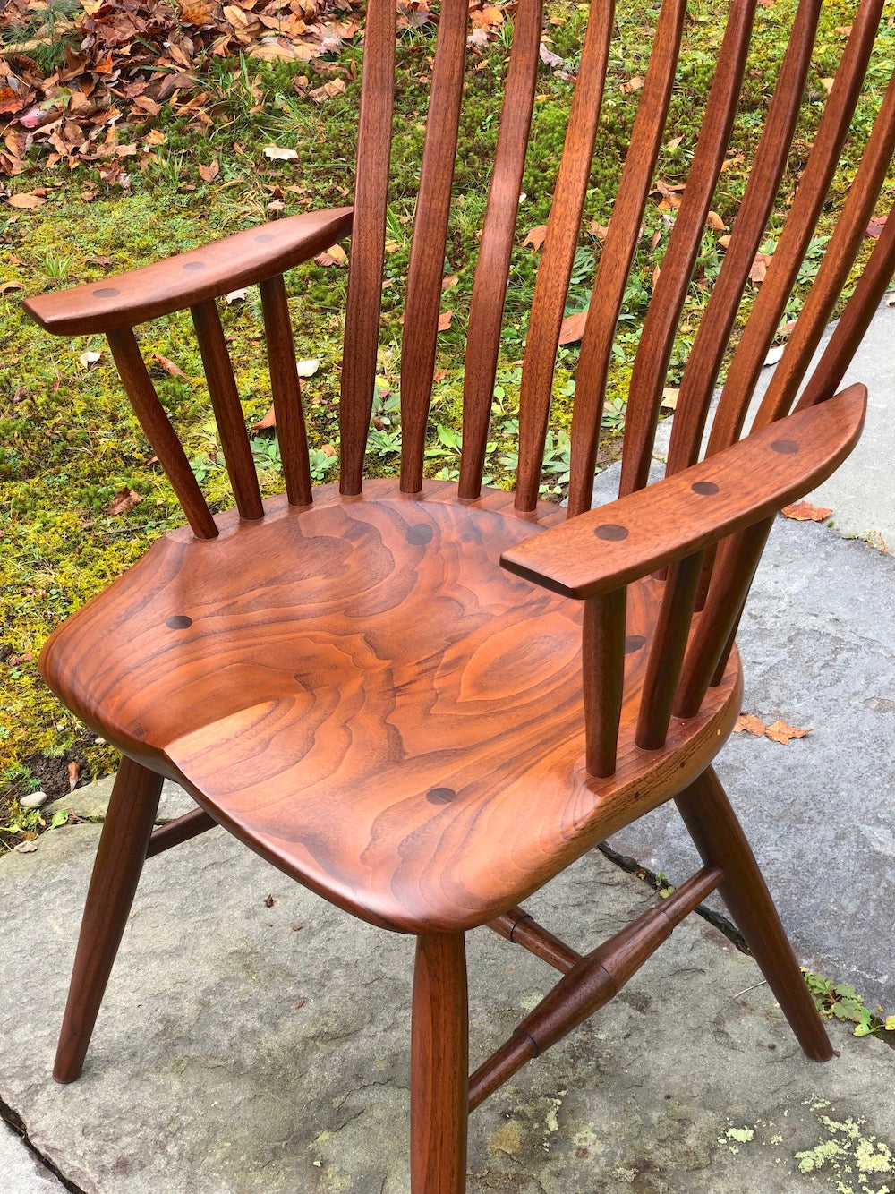 Black walnut armchair for kitchen and dining room. Windsor Chair.