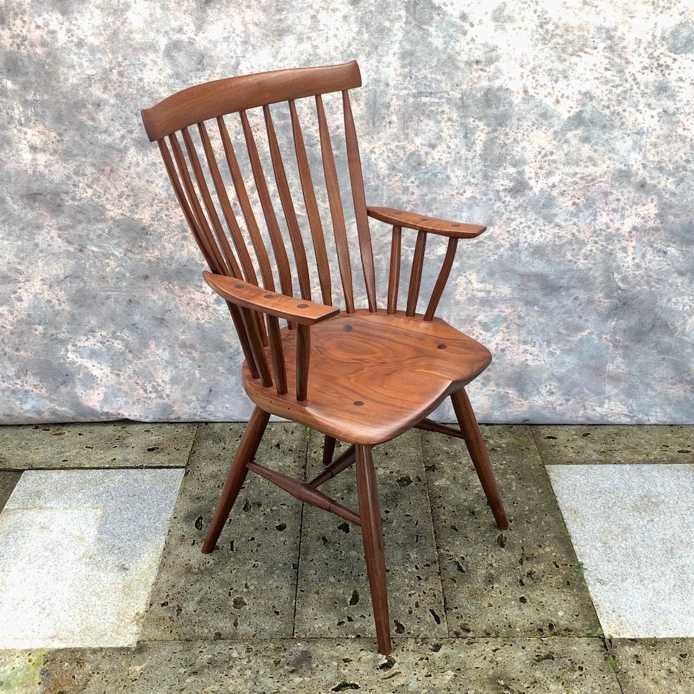 Black walnut armchair for kitchen and dining room. Windsor Chair.