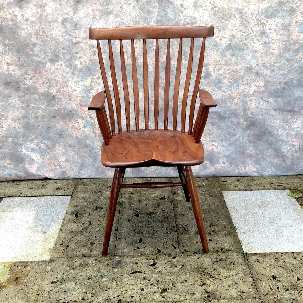 Black walnut armchair for kitchen and dining room. Windsor Chair.
