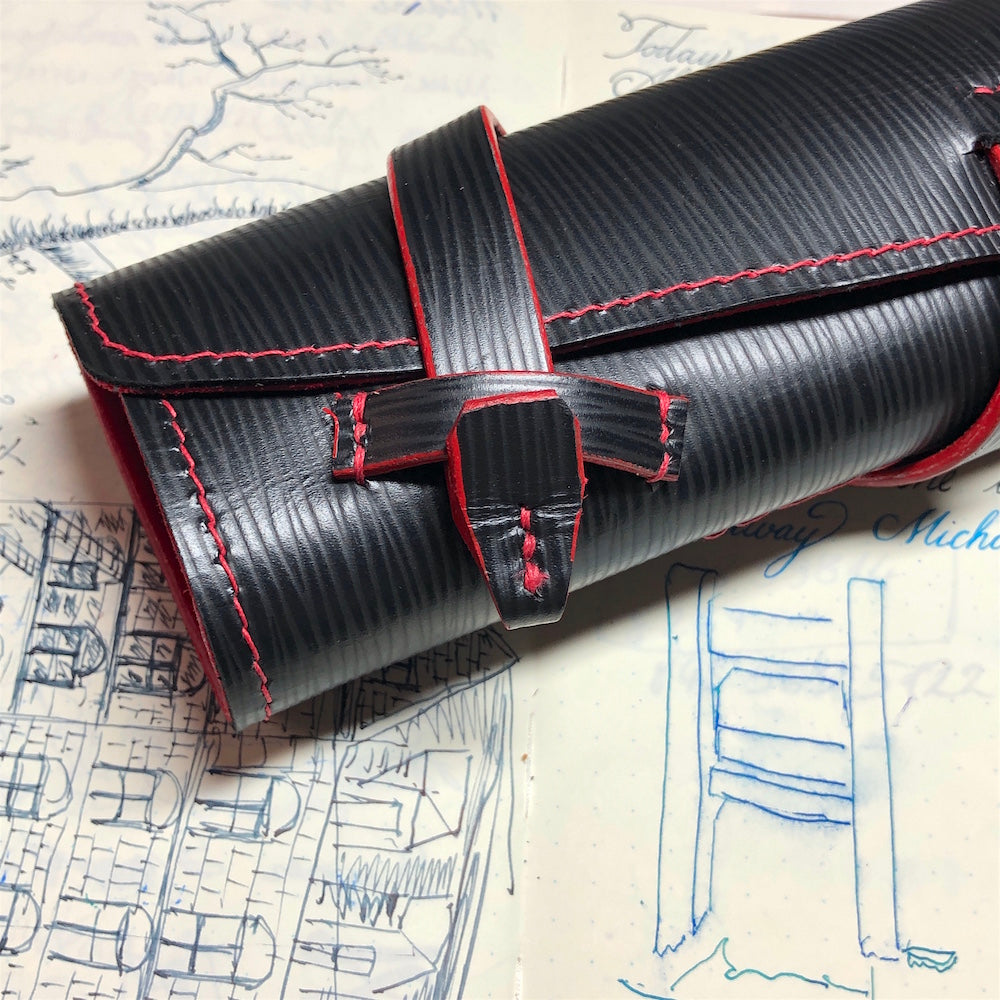 EPI Leather Pen Rolls, leather wrap for fountain holding 4 or 6 pens.