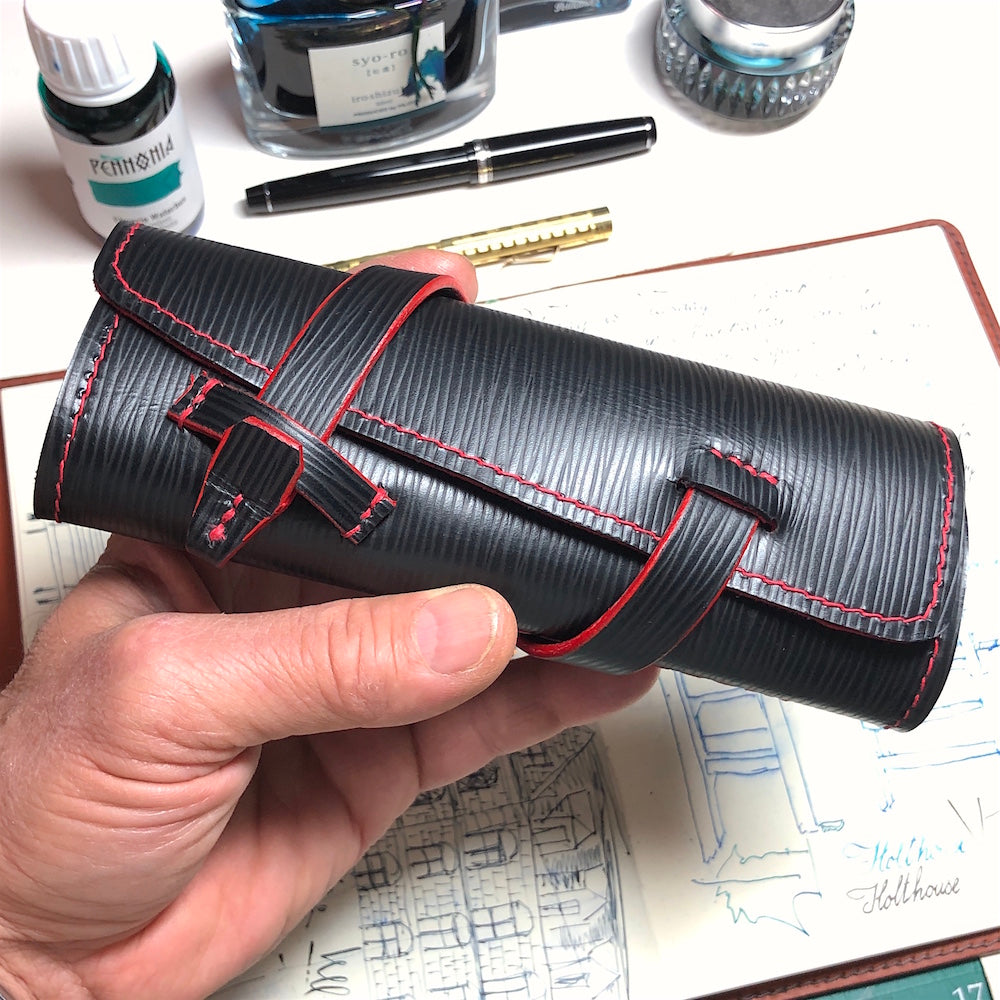 EPI Leather Pen Rolls, leather wrap for fountain holding 4 or 6 pens.