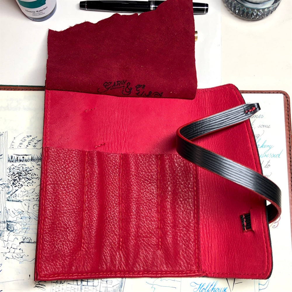 EPI Leather Pen Rolls, leather wrap for fountain holding 4 pens.