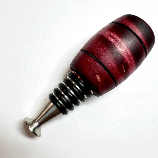 Bottle Stopper - Handmade Self Standing Stainless Steel and Wood, Wine/Whiskey/Bourbon/Liquor - Barrel Shape