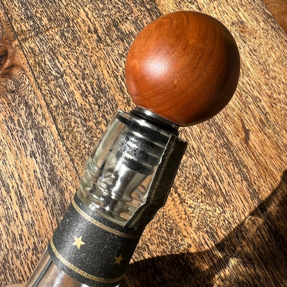 Bottle Stopper - Handmade Self Standing Stainless Steel and Wood, Wine/Whisky/Bourbon/Liquor - Round Shape