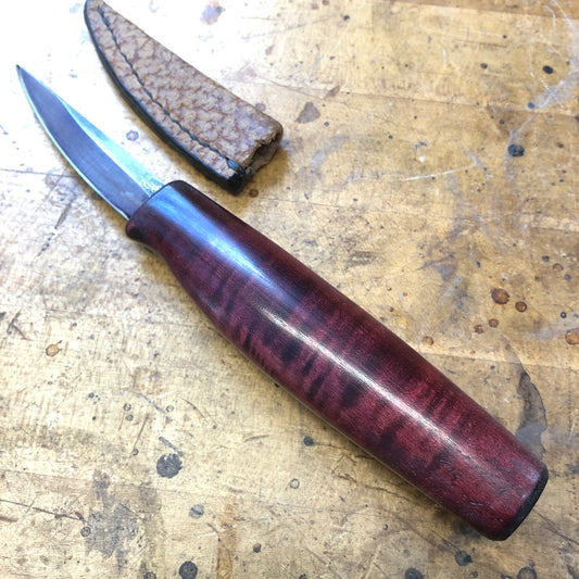 Wood Carving - Sloyd knife   Carving knife with hand shaped curly maple handle. Spoon carving knife. 