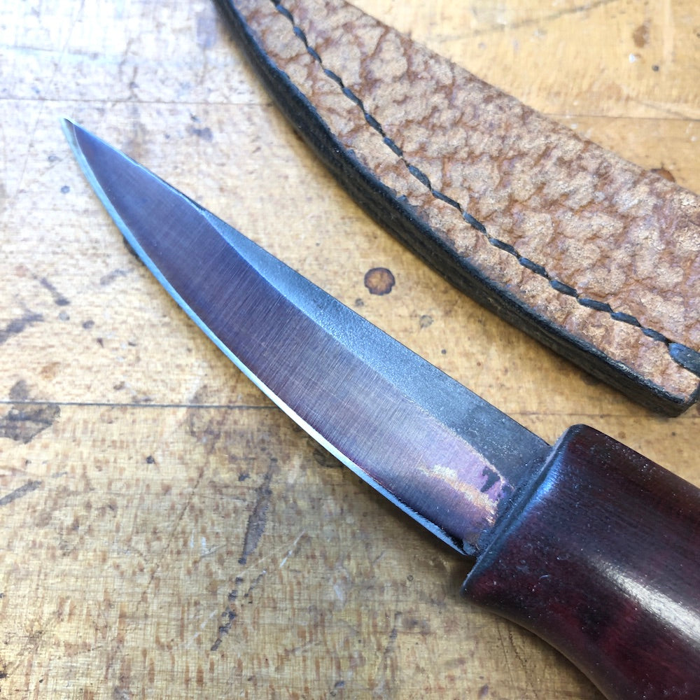 Wood Carving - Sloyd knife   Carving knife with hand shaped curly maple handle. Spoon carving knife.