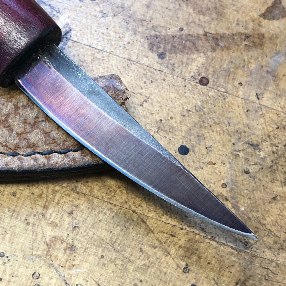 Wood Carving - Sloyd knife   Carving knife with hand shaped curly maple handle. Spoon carving knife.