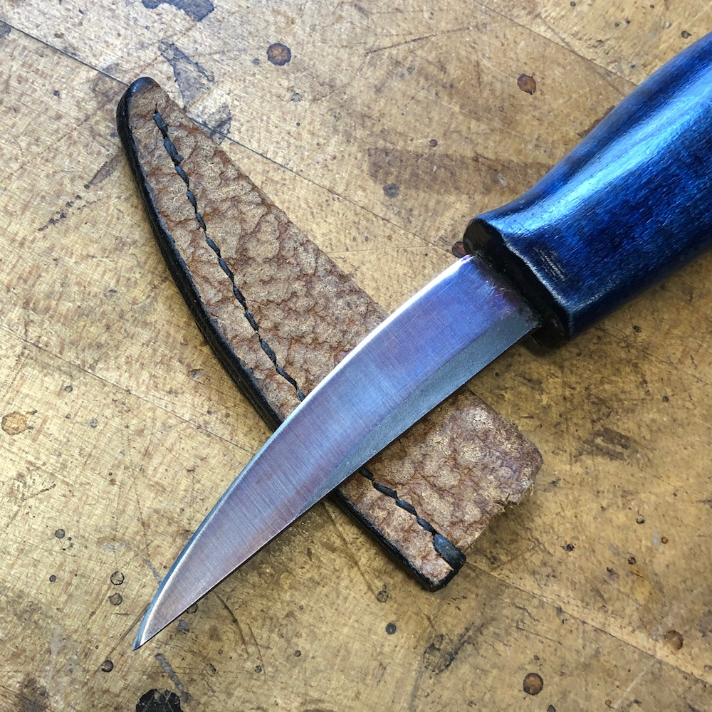 Wood Carving - Sloyd knife Carving knife with hand shaped curly maple handle. Spoon carving knife.