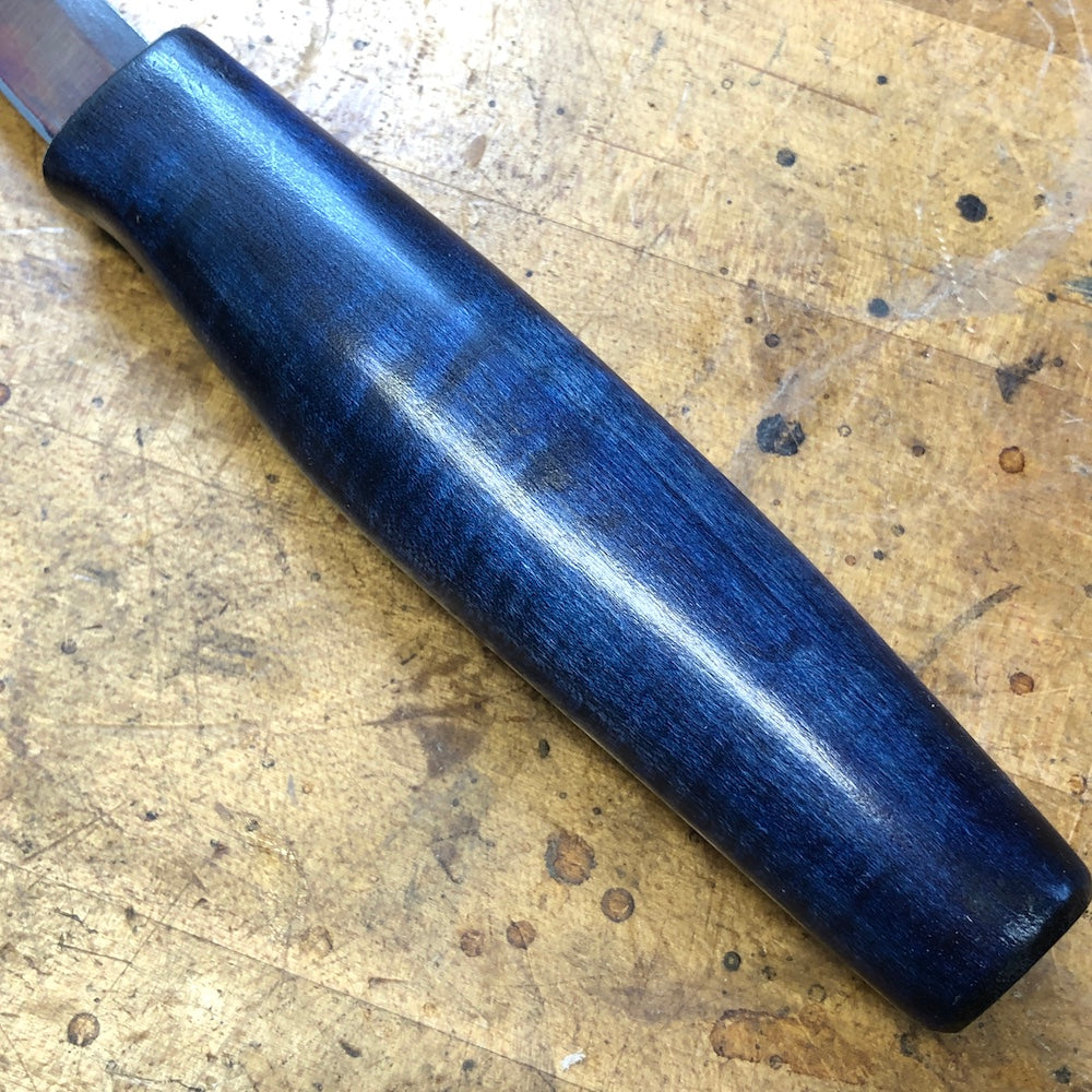 Sloyd Wood Carving Knife with Tiger Maple Handle - Electric Blue