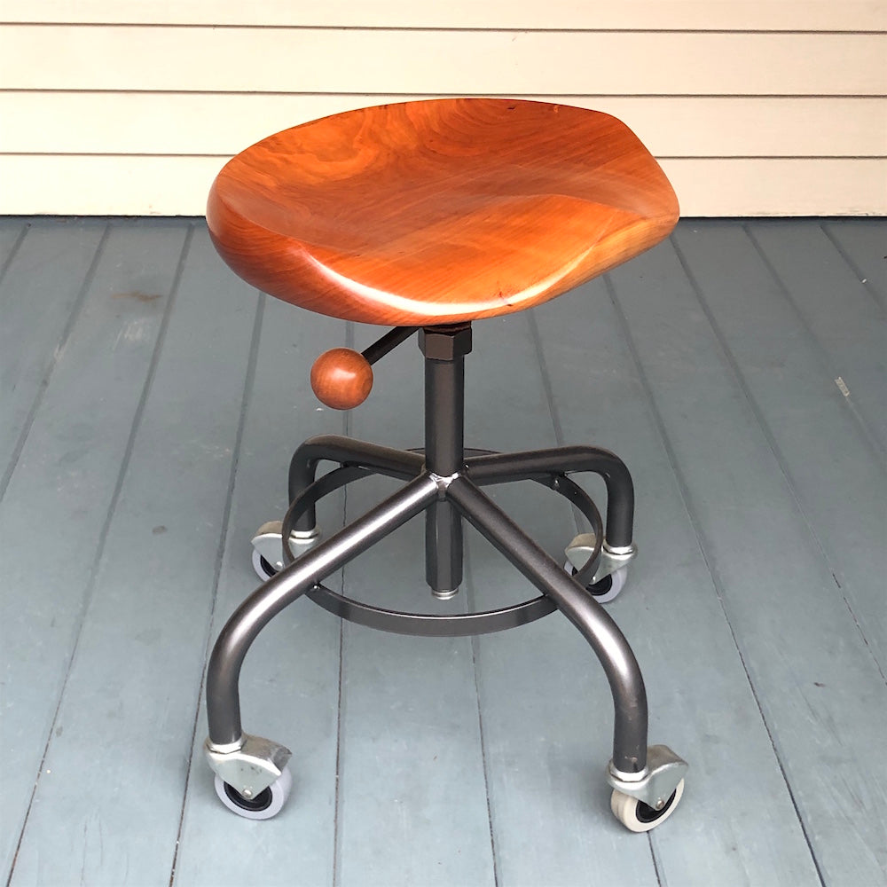 Stool with Metal Base - adjustable height - Cherry - Custom Order