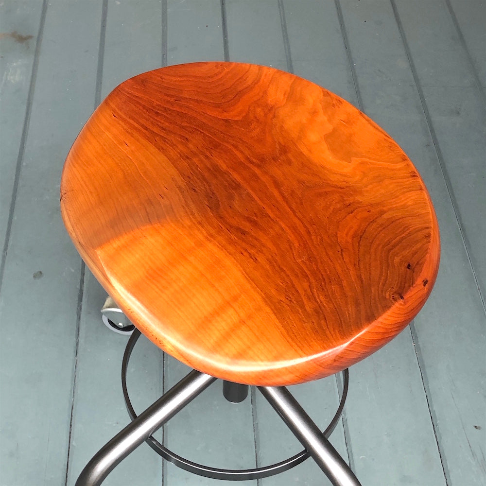 Stool with Metal Base - adjustable height - Cherry - Custom Order