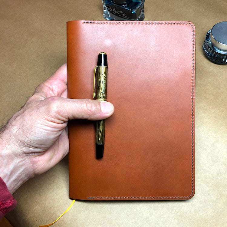 A5 Leather Notebook or Travel Journal Cover with 3 Pockets by GARNY