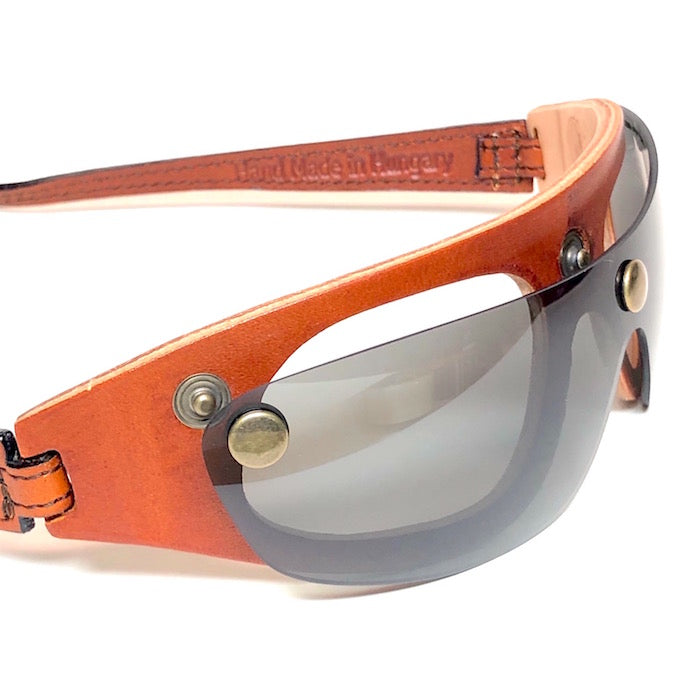 sunglasses with removable lenses, leather goggles,