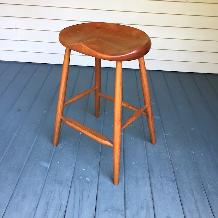 Kitchen Counter Stool, Cherry Wood - 25" - Oval Seat