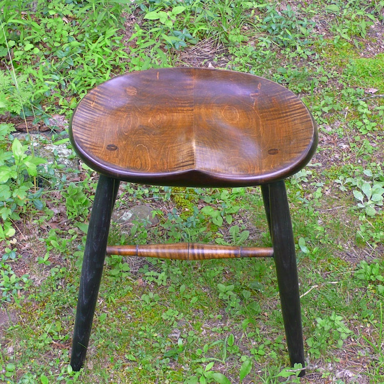 Tiger Maple Guitar Stool, Vintage Orange and Black stool, 18" stool,