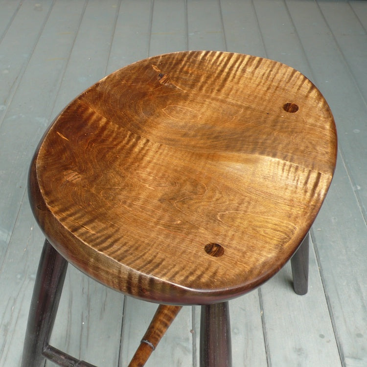 Tiger Maple Guitar Stool, Vintage Orange and Black stool, 18" stool,