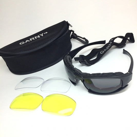 Wear it as sunglasses or goggles with 3 sets of changeable lenses.
