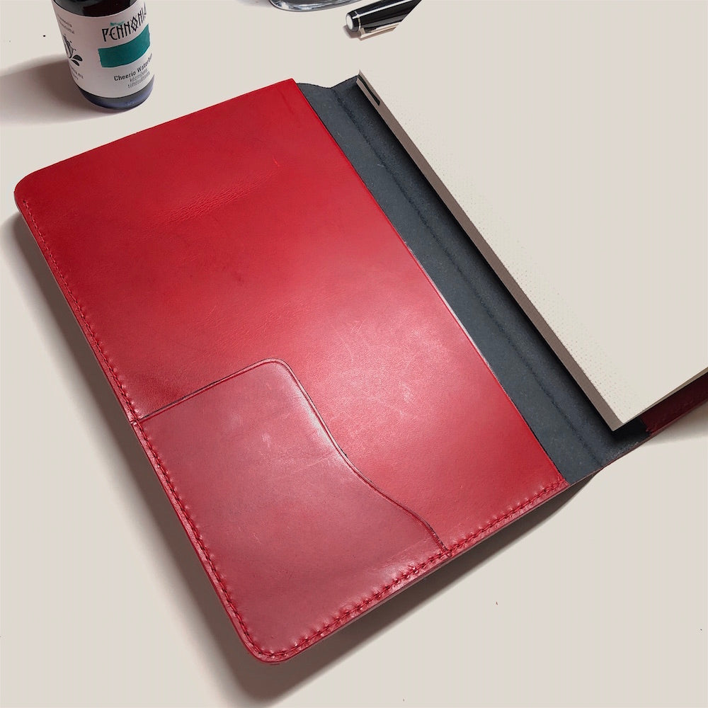 Journal Cover, EPI Leather Notebook Cover -A5- with 3 Pockets