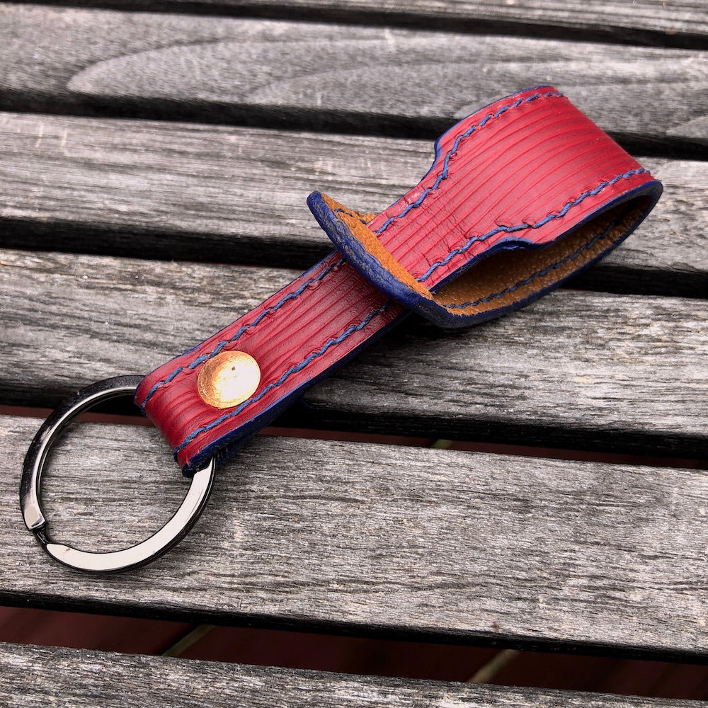 Leather key rings, key fobs, key holders, keychains.