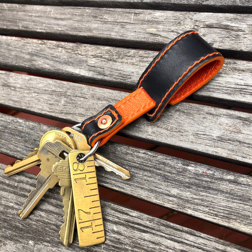 Leather key rings, key fobs, key holders, keychains.