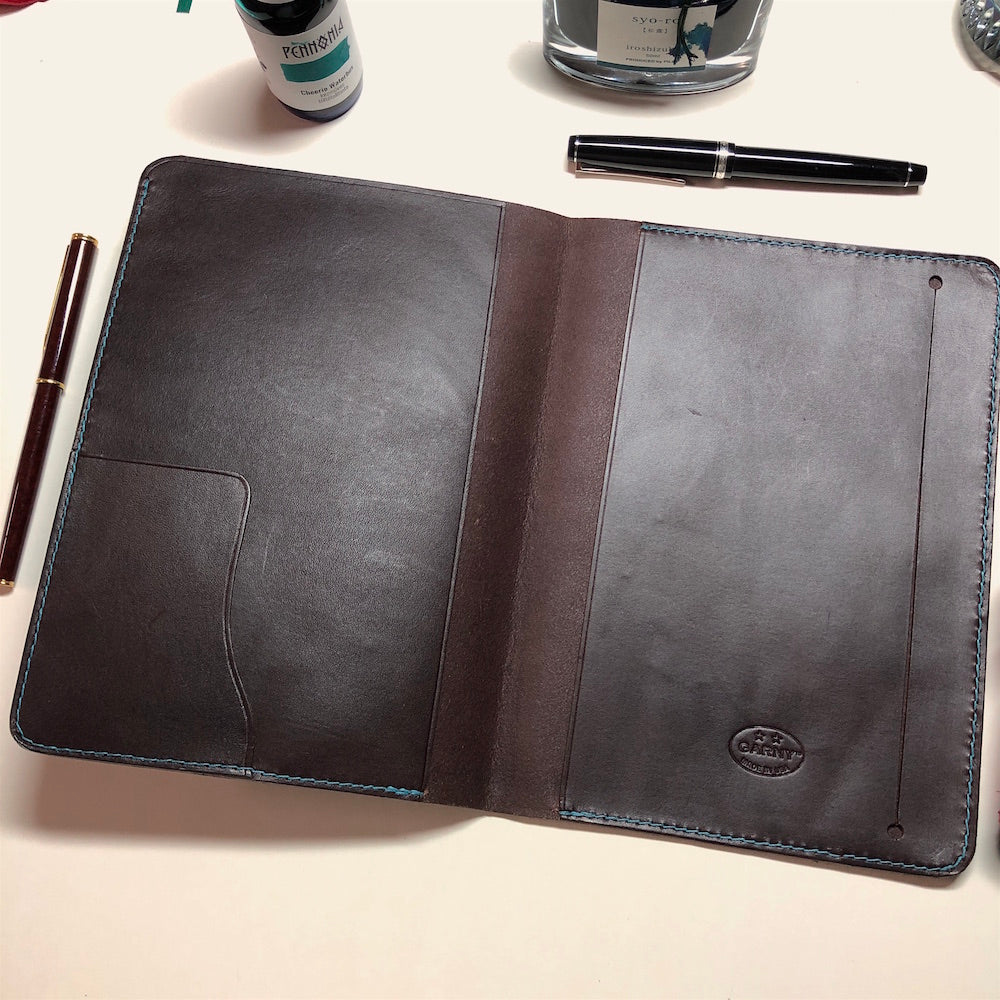 Leather Notebook Cover, Journal Cover - A5 - with 3 Pockets