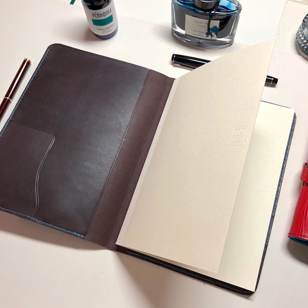 Leather Notebook Cover, Journal Cover - A5 - with 3 Pockets