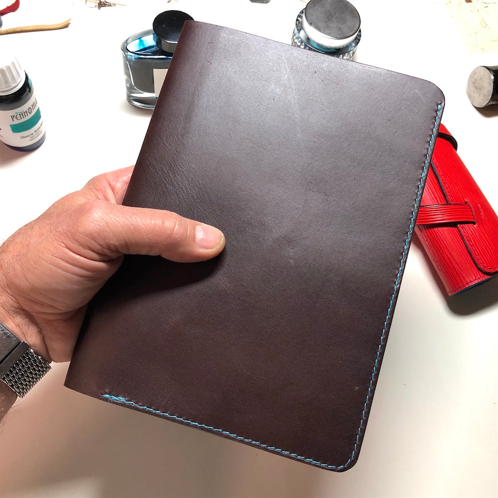 A5 Leather Notebook or Travel Journal Cover with 3 Pockets by GARNY
