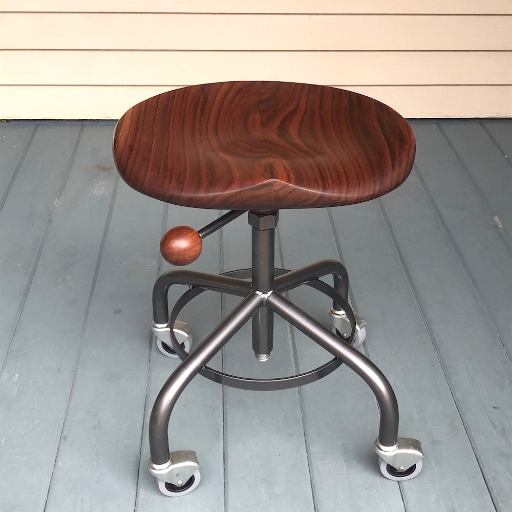 Stool with Metal Base - adjustable height - Black Walnut Guitar Stool - one is ready to ship