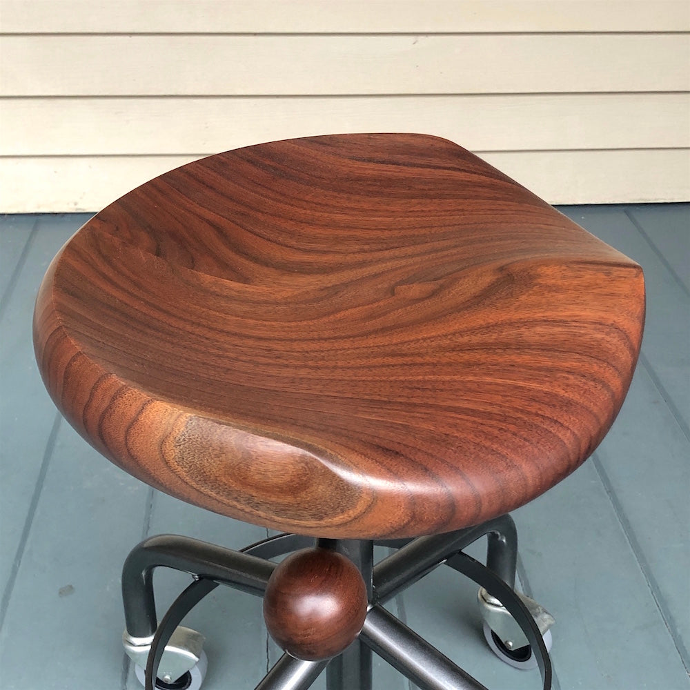 Stool with Metal Base - adjustable height - Black Walnut Guitar Stool - Custom Order