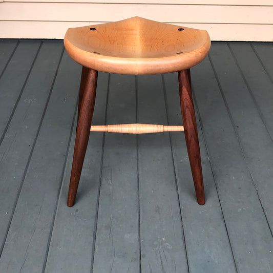 Natural Tiger Maple Guitar Stool with Black Walnut Legs - Oval seat, height 18" - one is ready to ship