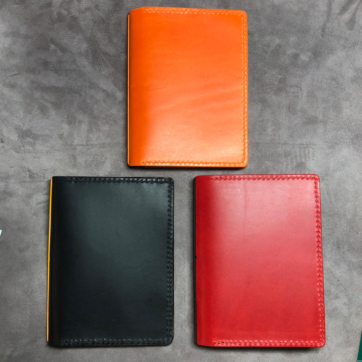 Cowhide leather Passport size Travelers Journal cover. Hand stitched, finished edges. One Midori Travelers Notebook Journal included.