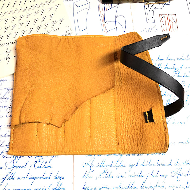 Cowhide Pen Roll, Pen Wrap - for 4 pens