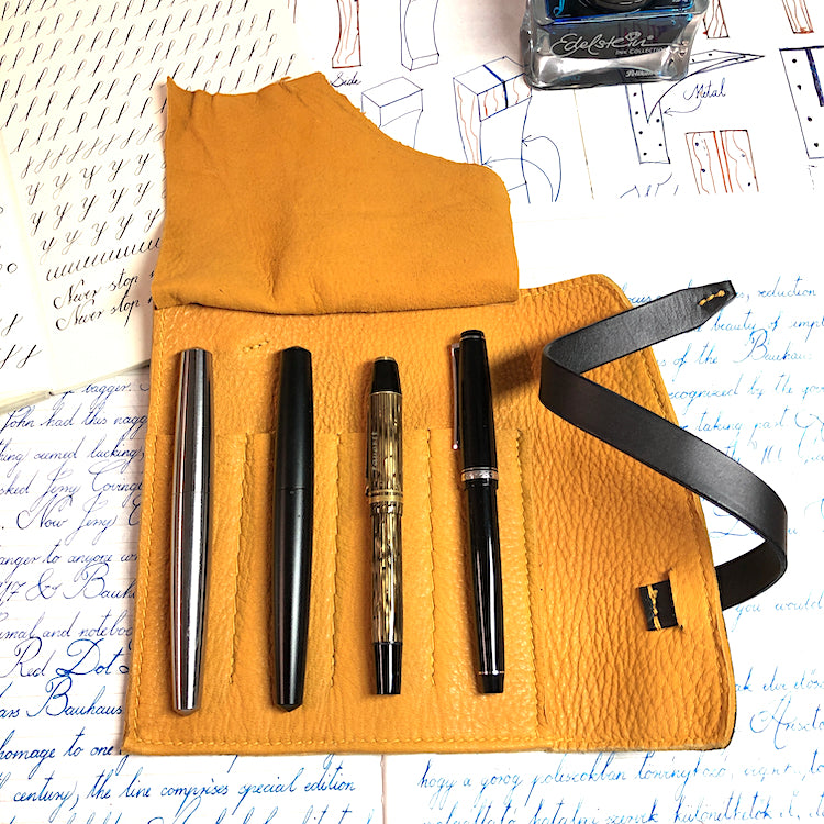 Handmade Cowhide Leather Fountain Pen Roll, Leather Pen Case, pen wrap