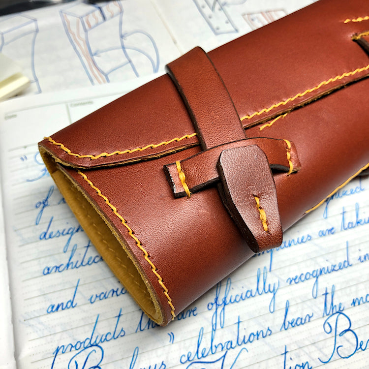 Cowhide Pen Roll, Pen Wrap - for 4 pens