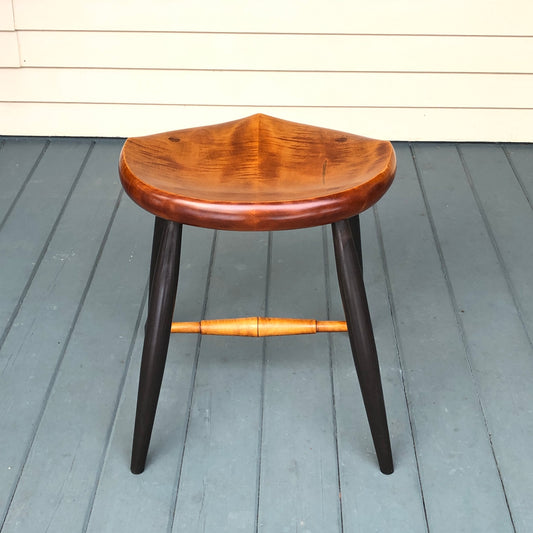 Tiger Maple Guitar Stool with Black Legs - Oval seat, height 18" - one is ready to ship
