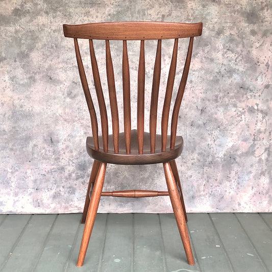 Black walnut side chair. Windsor chair. Kitchen and Dining room chair, Side Chair, Chair with carved seat. 
