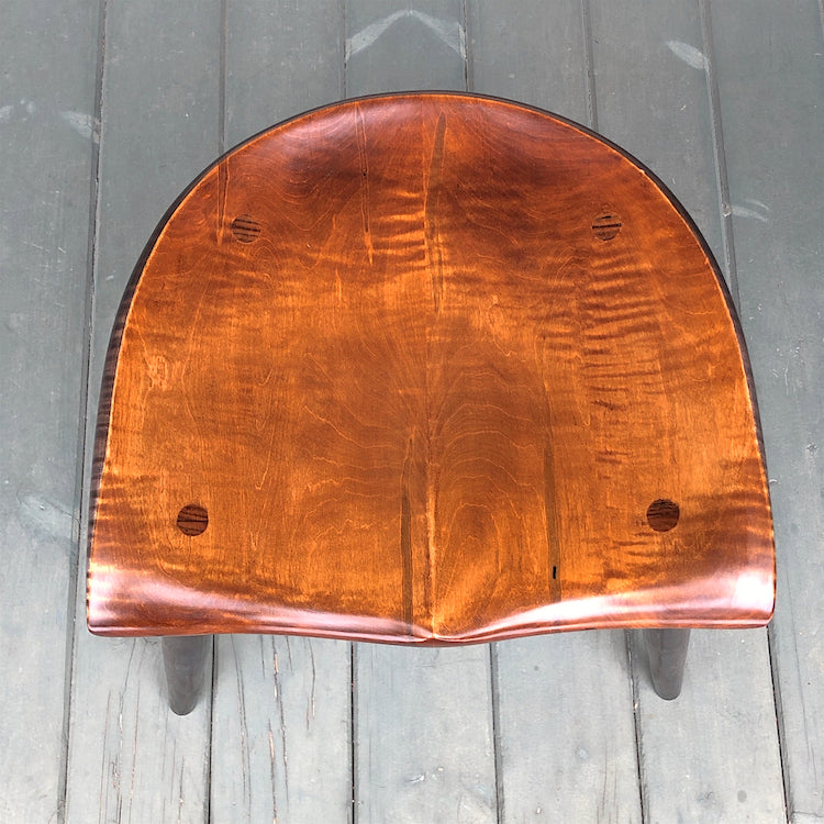18" Guitar Stool, Vintage Orange tiger maple stool with black legs,