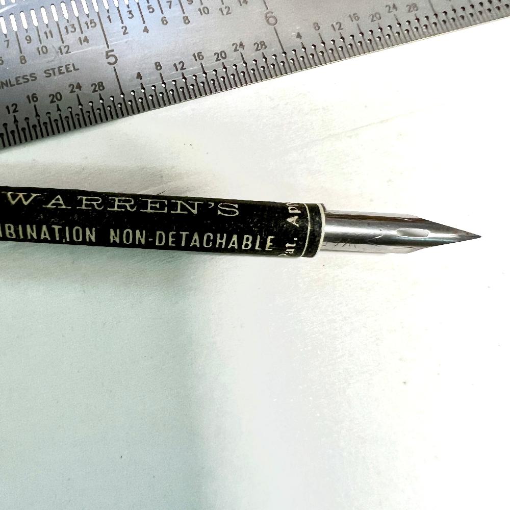 Antique 1890s - Ink Dip Pen
"Combination" = Flex nib
Paper Wrapped non-detachable nib.
Calligraphy pen.