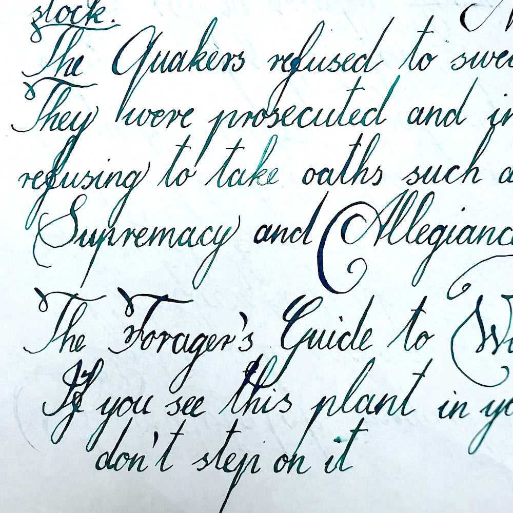 Writing sample withAntique 1890s - Ink Dip Pen
"Combination" = Flex nib
Paper Wrapped non-detachable nib.
Calligraphy pen.