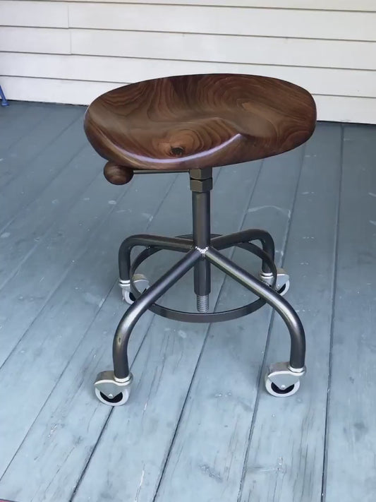 Stool with Metal Base - adjustable height - Black Walnut Guitar Stool - Custom Order