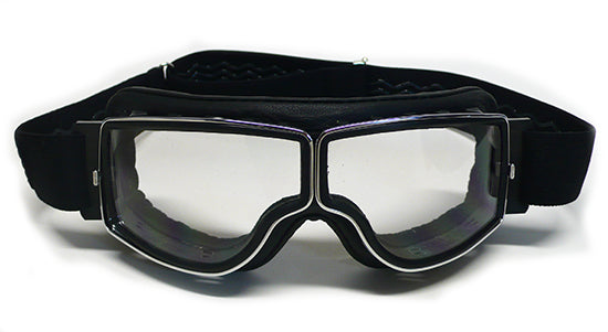 T2 Black Chrome Goggles, Aviator Goggle by Leon Jeantet Pilot Goggles 