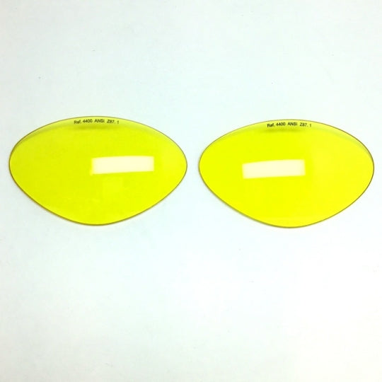 Lenses: Polycarbonate safety lenses, ANSI Z87.1 marked on clear, yellow, iridium lenses. 